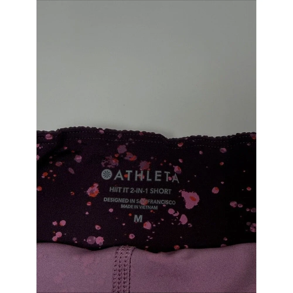 Athleta HIIT It 2-in-1 Shorts Medium Purple Athletic Running Workout Lined